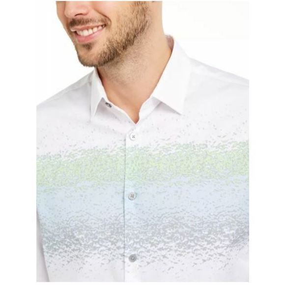 Alfani Button Down Abstract Stripe Shirt Long Sleeve M Medium - Picture 2 of 4